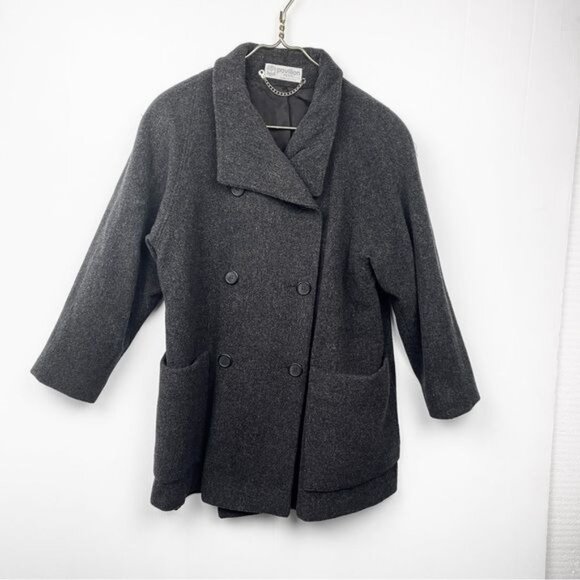 Pavilion Grey 100% Wool soft Double Breasted Jacket Coat Large - Picture 1 of 8